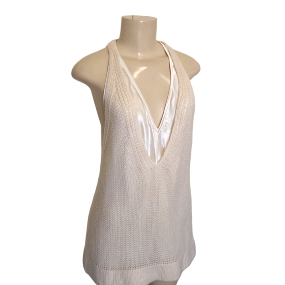 KAUFMANFRANCO | Knit Off White Mini Dress in Size Large‎
